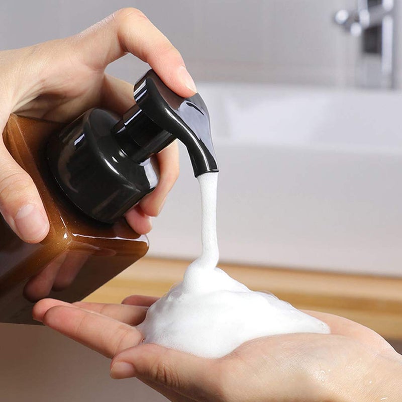 UUJOLY Foaming Soap Dispenser, 250ml (9oz) Refillable Pump Bottle for Liquid Soap, Shampoo, Body Wash (2 Pcs) (Small Amber) - Image 3